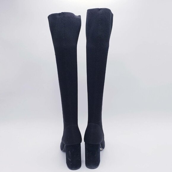 Joie Women's 8 Black Tall Knee High Knit Boot Chunky Block Heel Square Toe - Picture 3 of 9